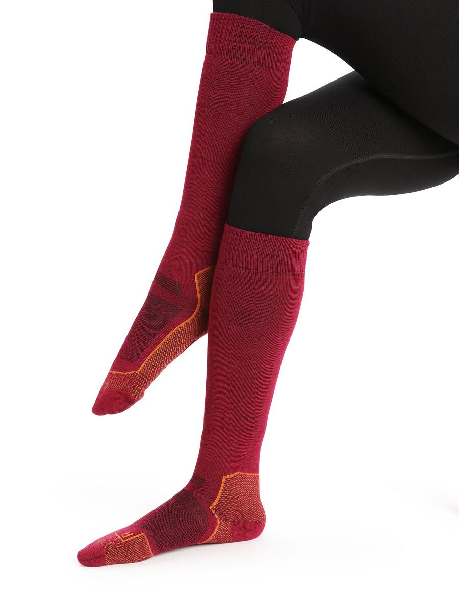 Cherry / Clove Women's Icebreaker Merino Ski+ Ultralight Over the Calf Socks | USA 1441TCEV